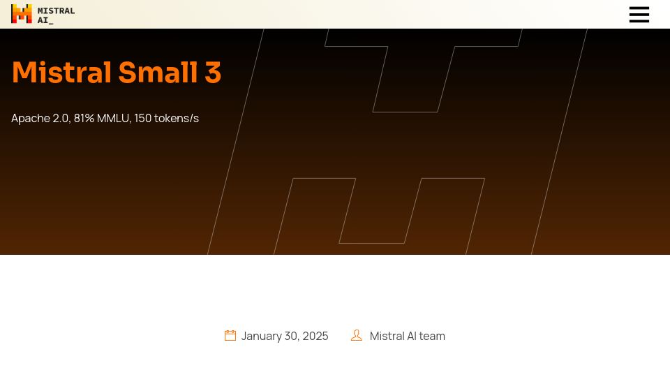 Screenshot of mistral.ai: Mistral Small 3