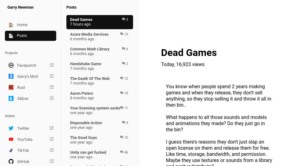 Screenshot of garry.net: Dead Games