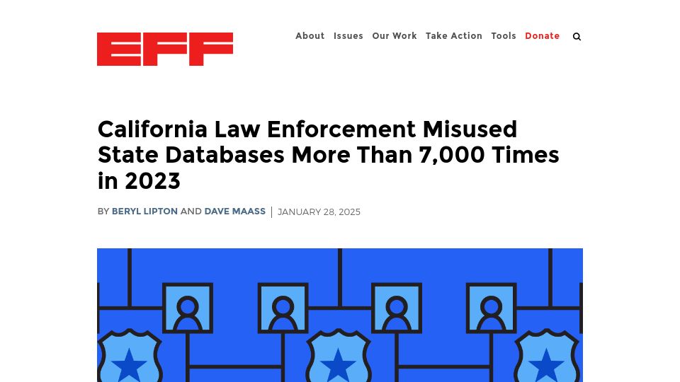 Screenshot of eff.org: California law enforcement misused state databases more than 7k times in 2023