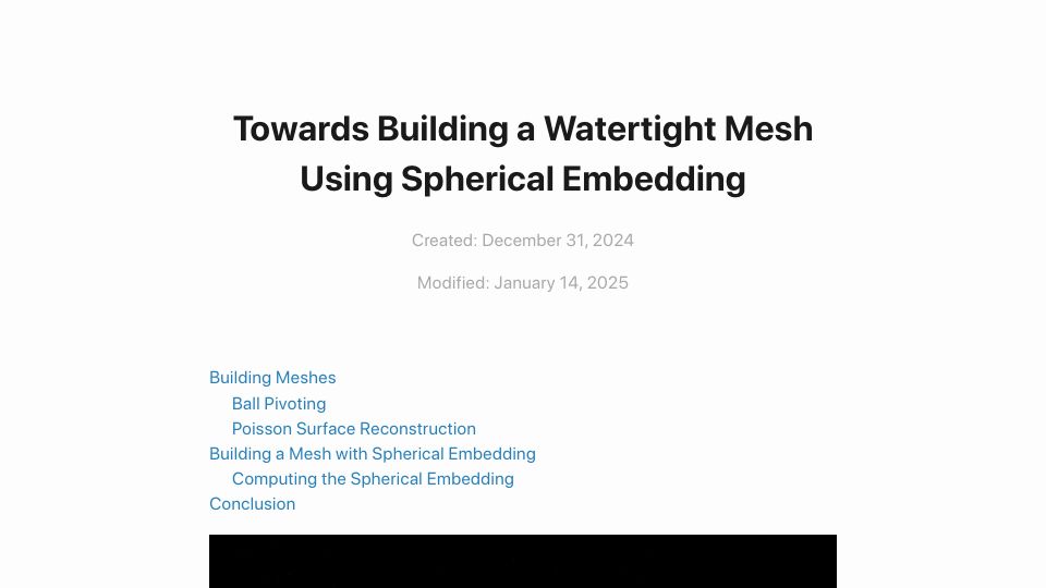 Screenshot of andrews.wiki: Building a Mesh Using Spherical Embedding