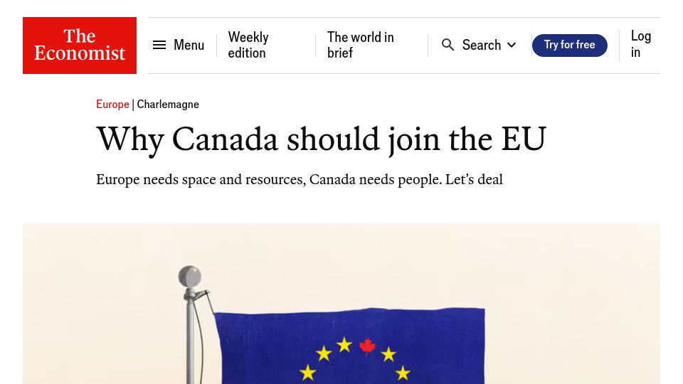 Screenshot of economist.com: Why Canada Should Join the EU