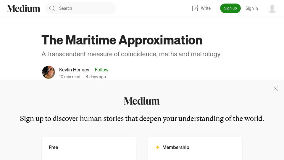 Screenshot of kevlinhenney.medium.com: The Maritime Approximation