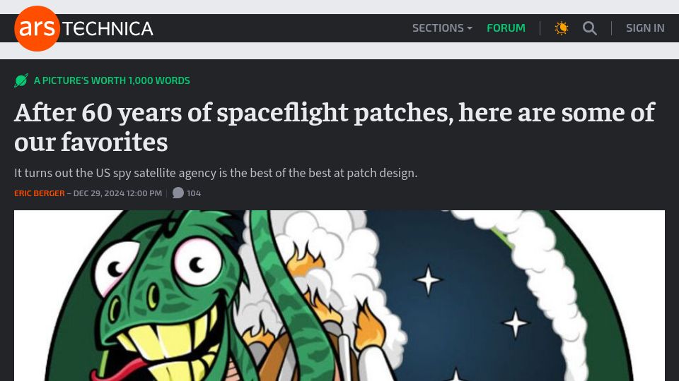 Screenshot of arstechnica.com: 60 Years of Spaceflight Patches