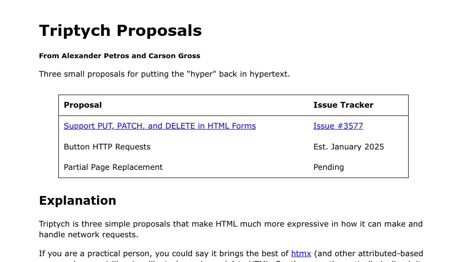 Screenshot of alexanderpetros.com: Triptych Proposals