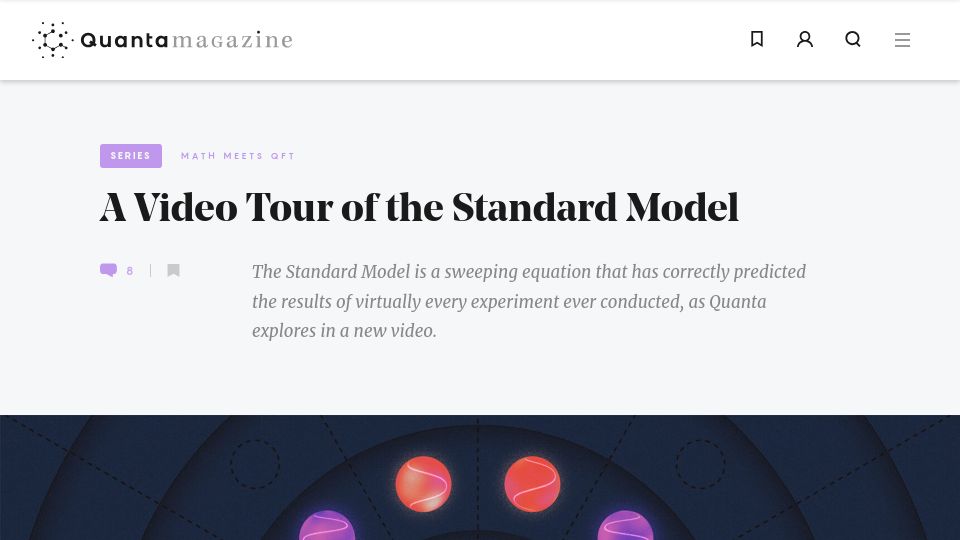 Screenshot of quantamagazine.org: A video tour of the Standard Model (2021)