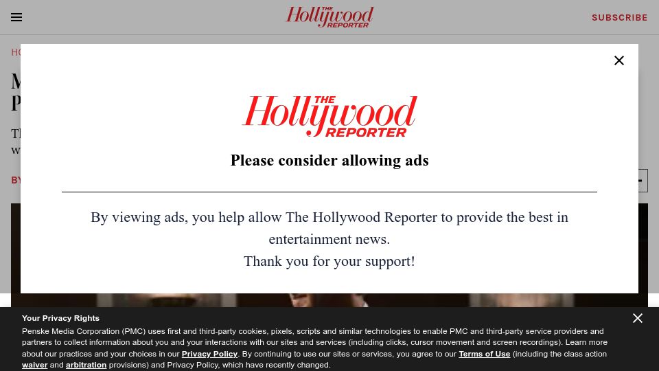 Screenshot of hollywoodreporter.com: Mark Zuckerberg: Fact-checking on Meta is too "politically biased"
