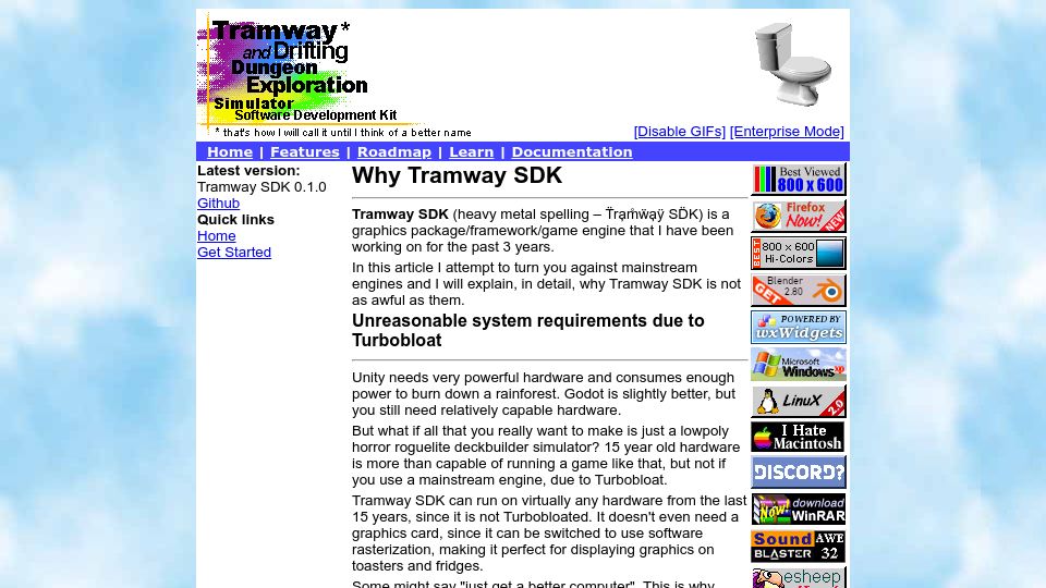 Screenshot of racenis.github.io: Show HN: Tramway SDK – An unholy union between Half-Life and Morrowind engines