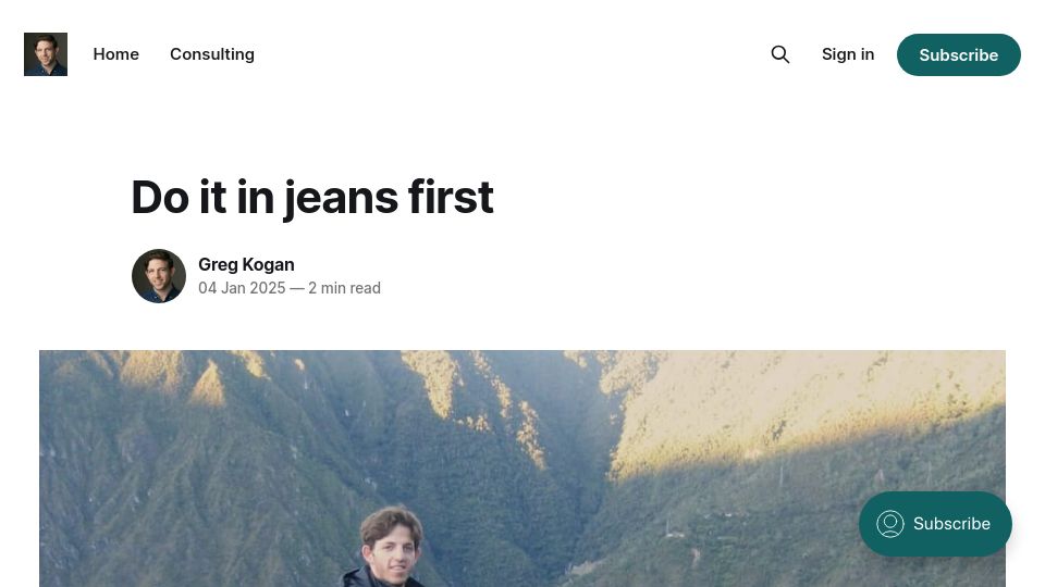 Screenshot of gkogan.co: Do It in Jeans First