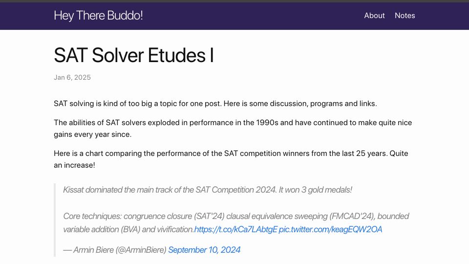 Screenshot of philipzucker.com: SAT Solver Etudes I