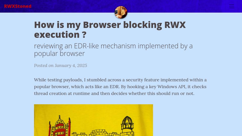 Screenshot of rwxstoned.github.io: How is my Browser blocking RWX execution?
