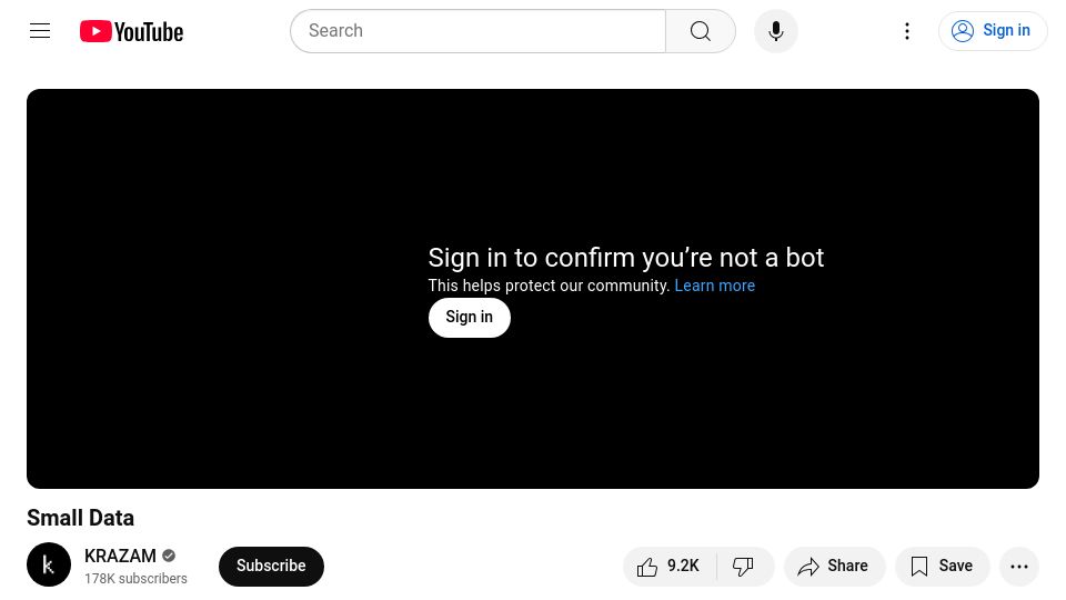 Screenshot of youtube.com: Small Data [video]