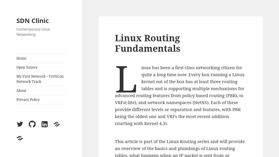 Screenshot of blog.sdn.clinic: Linux Routing Fundamentals