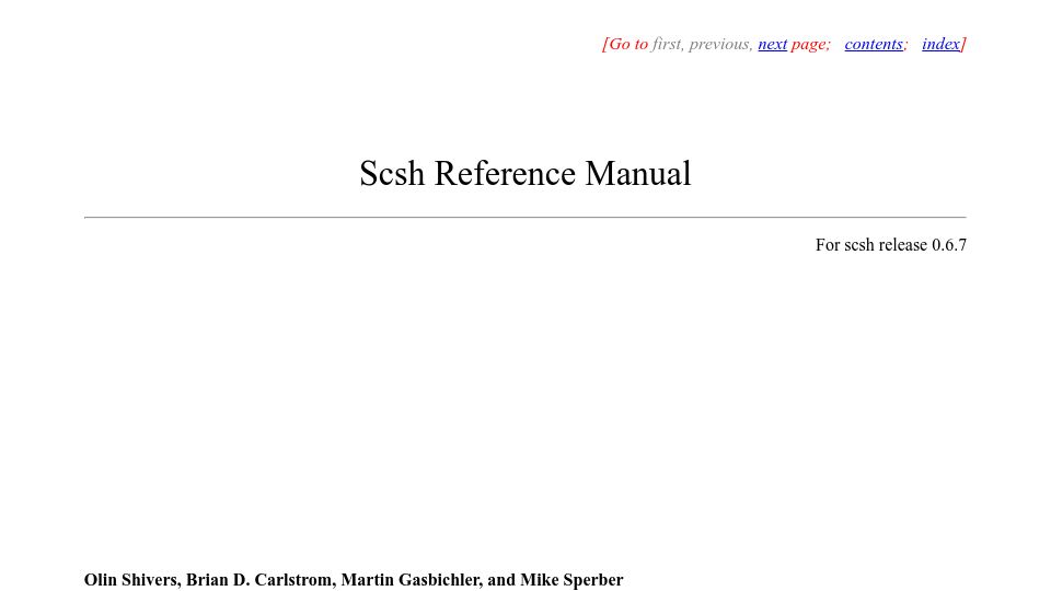 Screenshot of scsh.net: Scsh Acknowledgements (1994)