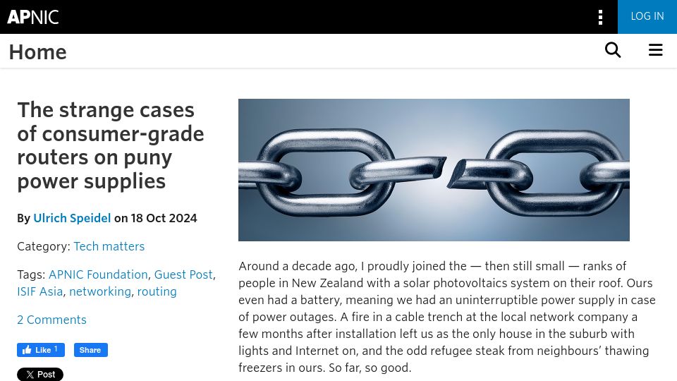 Screenshot of blog.apnic.net: The cases of consumer-grade routers on puny power supplies