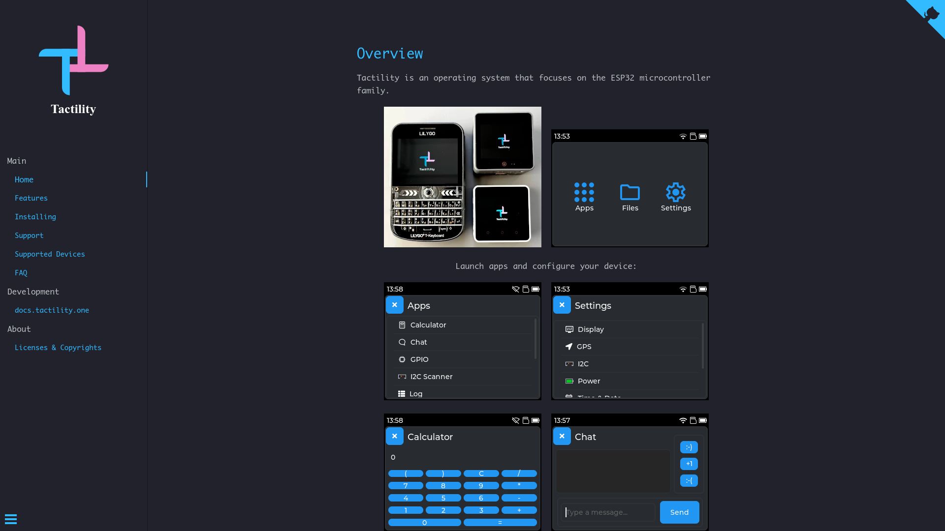 Screenshot of tactility.one: Tactility: An ESP32 OS