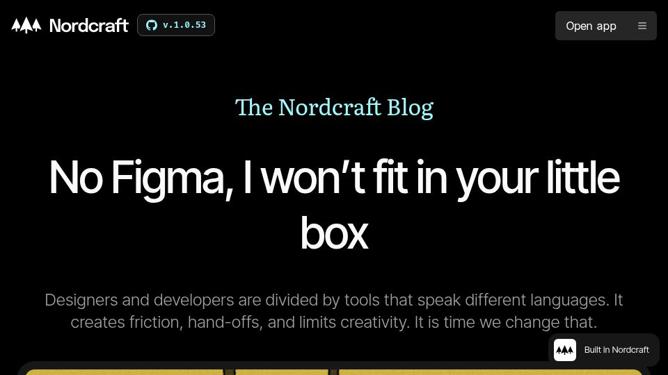Screenshot of blog.nordcraft.com: No Figma, I won't fit in your little box