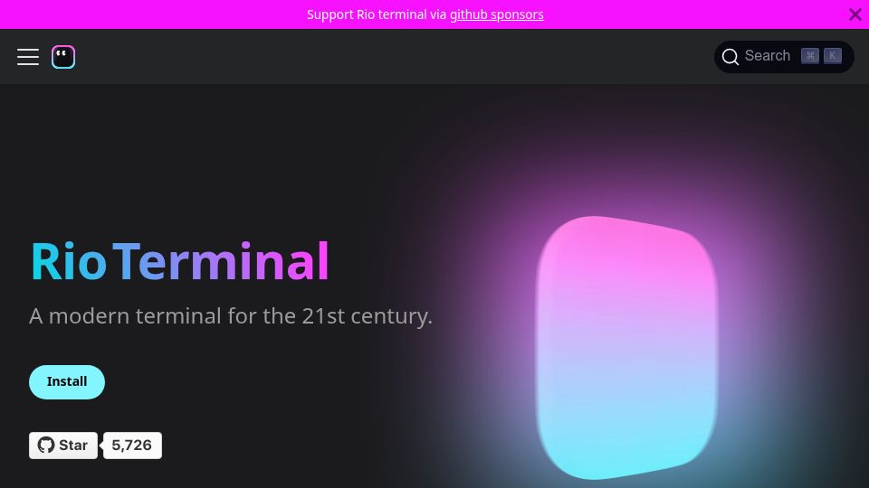Screenshot of rioterm.com: Rio Terminal: A hardware-accelerated GPU terminal emulator