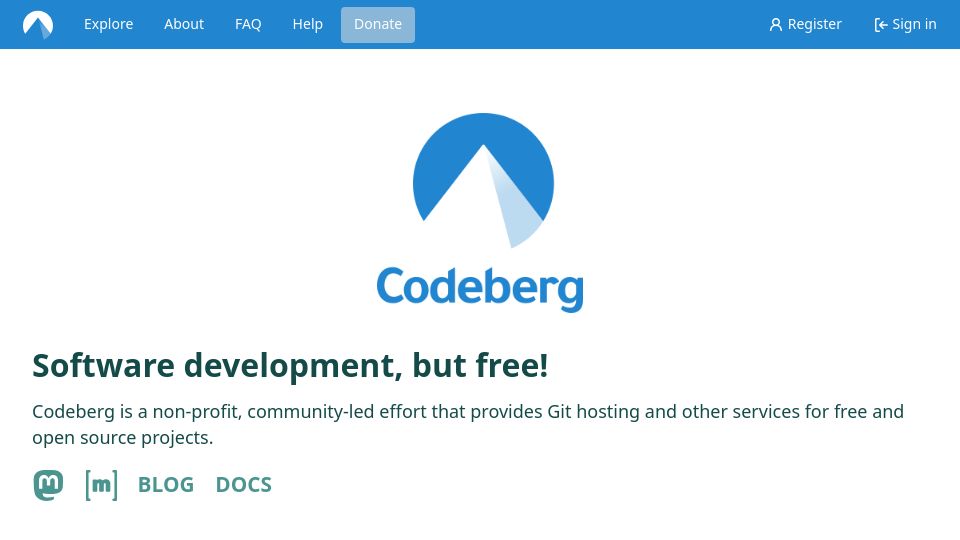 Screenshot of codeberg.org: Codeberg Reaches 300k Projects