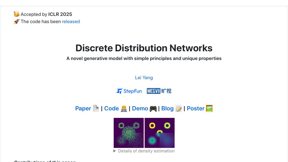 Screenshot of discrete-distribution-networks.github.io: Show HN: I invented a new generative model and got accepted to ICLR