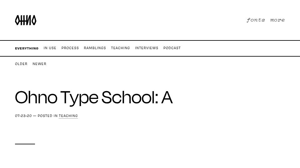 Screenshot of ohnotype.co: Ohno Type School: A (2020)