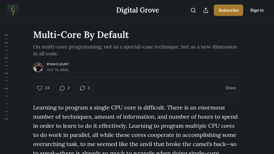 Screenshot of rfleury.com: Multi-Core by Default