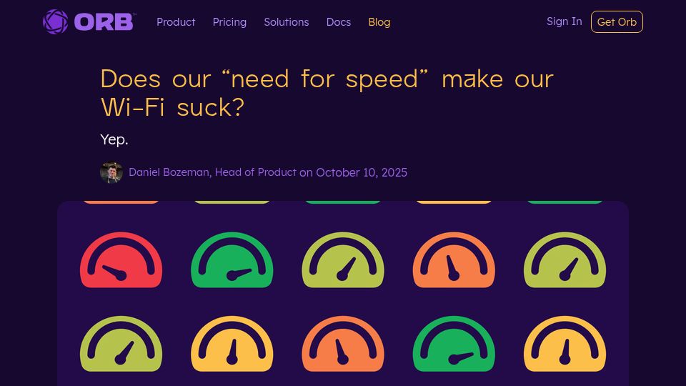 Screenshot of orb.net: Does our “need for speed” make our wi-fi suck?