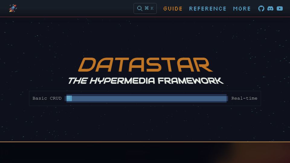 Screenshot of data-star.dev: Datastar: Lightweight hypermedia framework for building interactive web apps