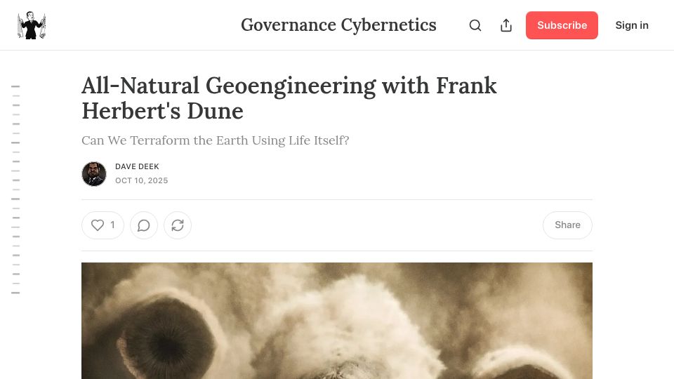 Screenshot of governance.fyi: All-natural geoengineering with Frank Herbert's Dune