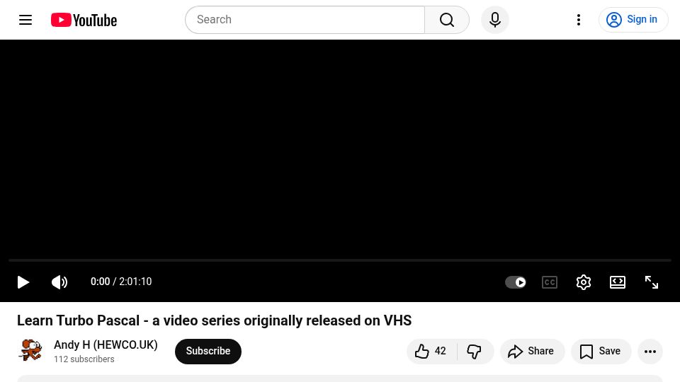Screenshot of youtube.com: Learn Turbo Pascal – a video series originally released on VHS