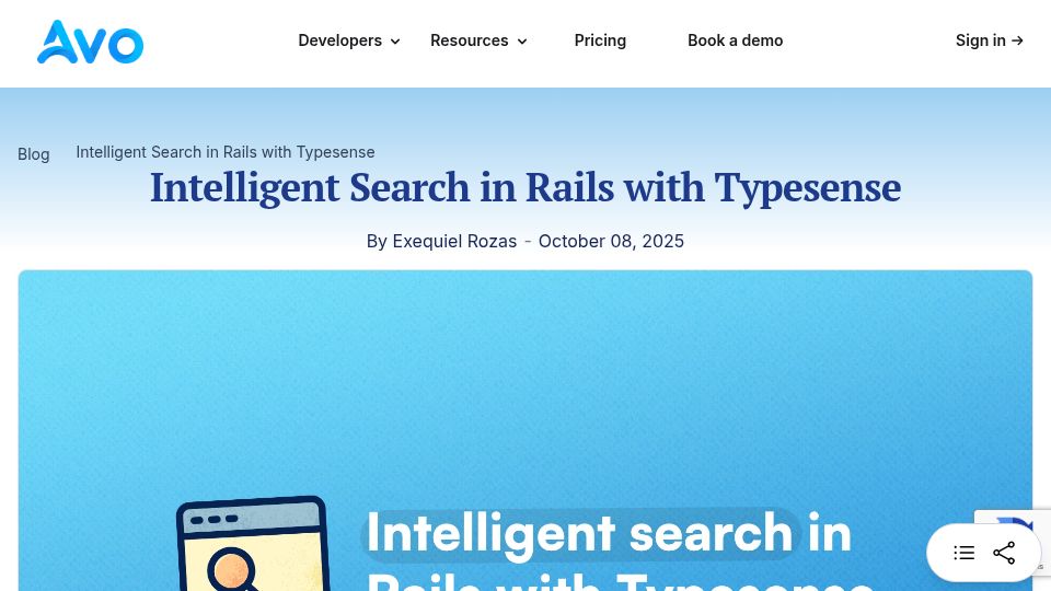 Screenshot of avohq.io: Intelligent Search in Rails with Typesense