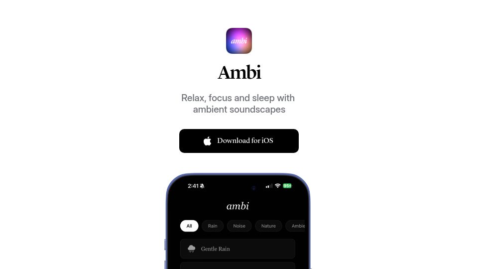 Screenshot of ambisounds.app: Show HN: I built a simple ambient sound app with no ads or subscriptions