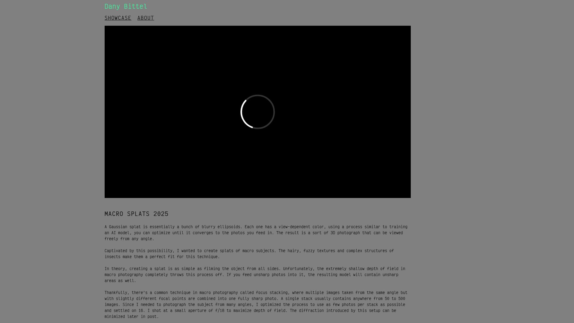 Screenshot of danybittel.ch: Macro Splats 2025