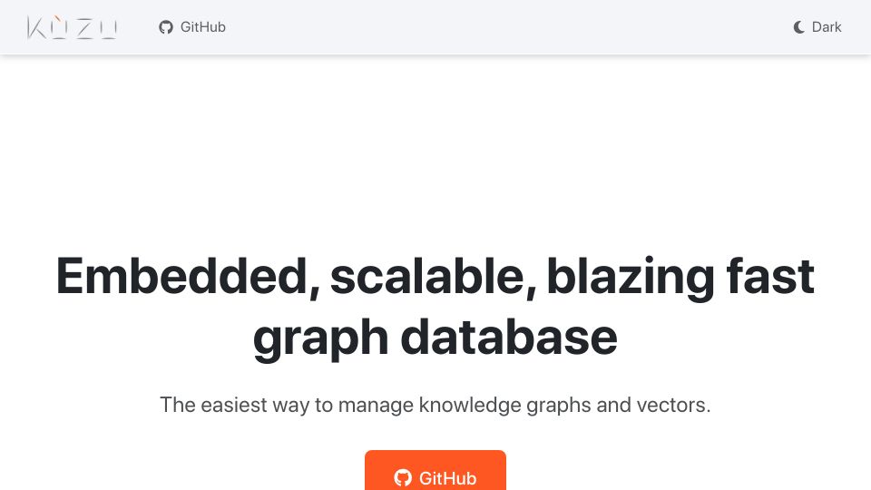 Screenshot of kuzudb.com: We will no longer be actively supporting KuzuDB