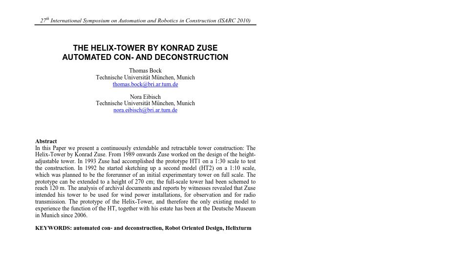 Screenshot of iaarc.org: Konrad Zuse's Helix Tower [pdf]