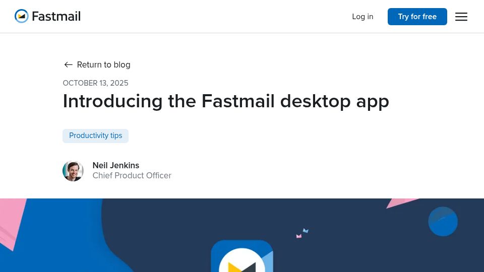 Screenshot of fastmail.com: Fastmail Desktop App
