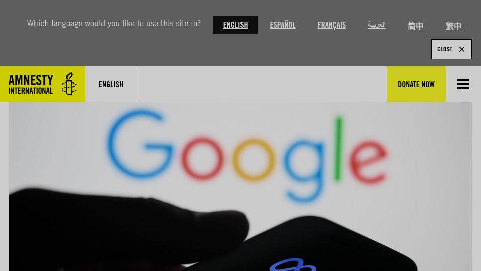 Screenshot of amnesty.org: Why are Big Tech companies a threat to human rights?