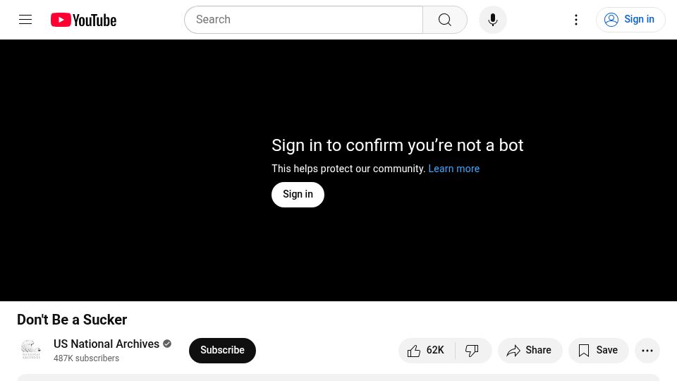 Screenshot of youtube.com: Don't Be a Sucker (1943) [video]