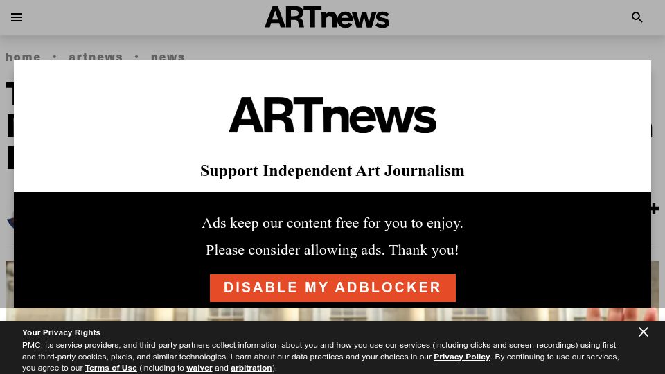 Screenshot of artnews.com: Ireland is making basic income for artists program permanent