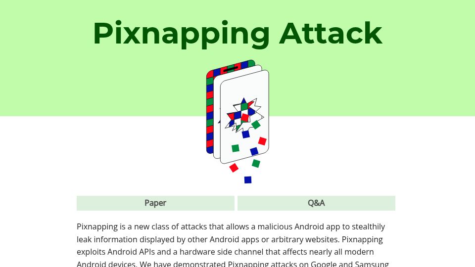 Screenshot of pixnapping.com: Pixnapping Attack