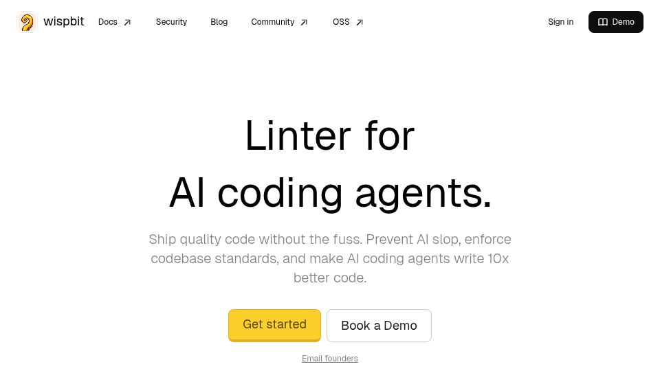 Screenshot of wispbit.com: Show HN: Wispbit - Linter for AI coding agents