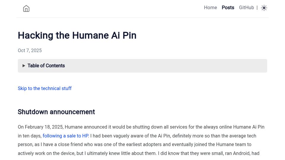 Screenshot of writings.agg.im: Hacking the Humane AI Pin