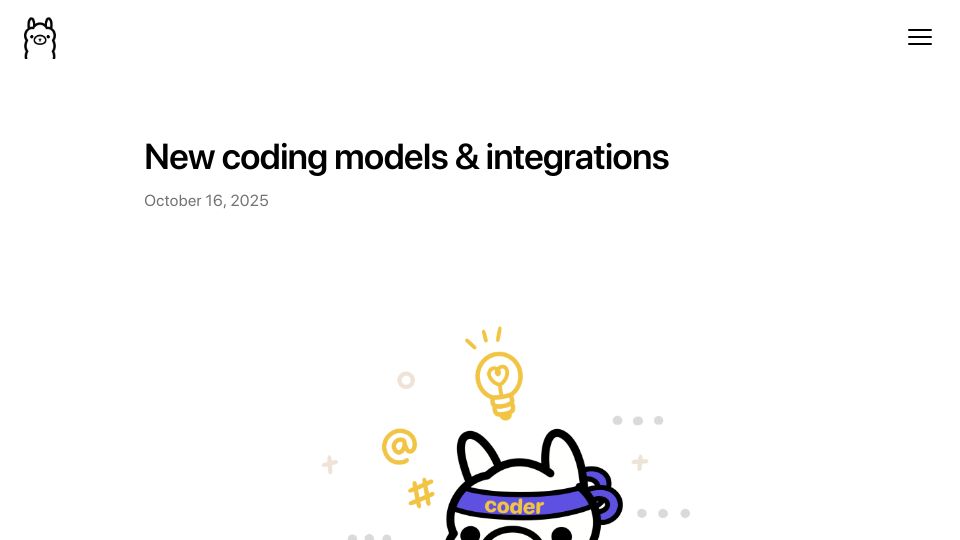 Screenshot of ollama.com: New coding models and integrations