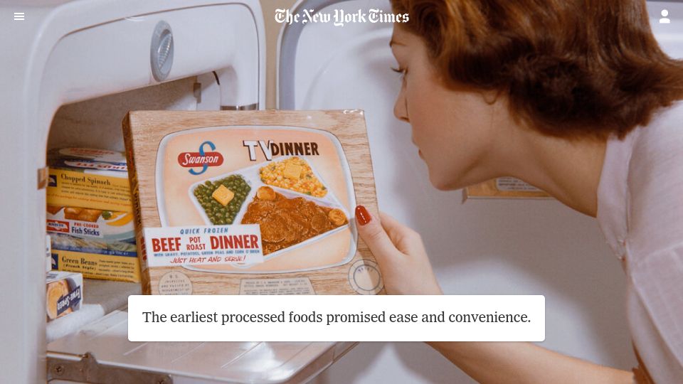 Screenshot of nytimes.com: How America got hooked on ultraprocessed foods
