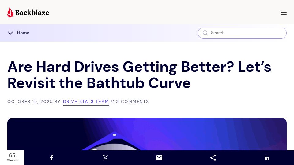 Screenshot of backblaze.com: Are hard drives getting better?