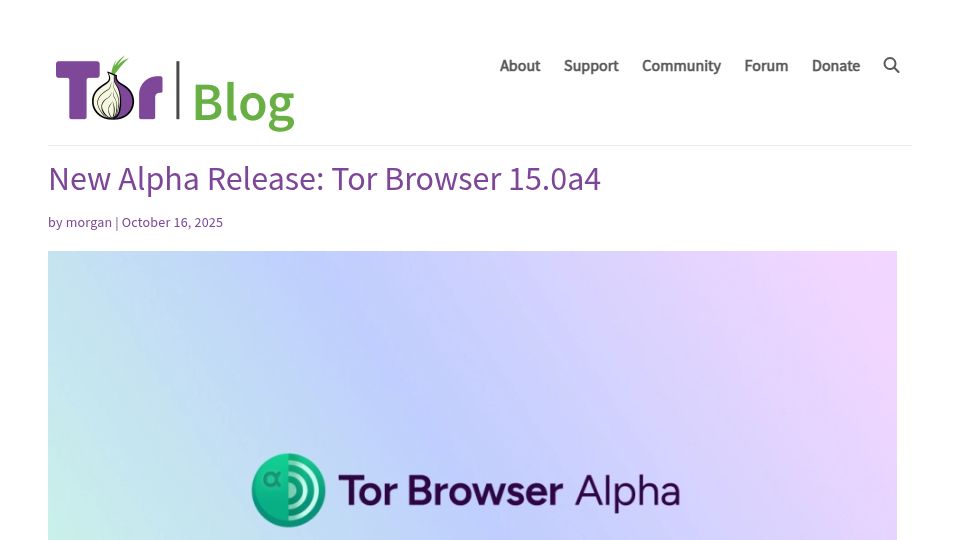 Screenshot of blog.torproject.org: Tor browser removing various Firefox AI features