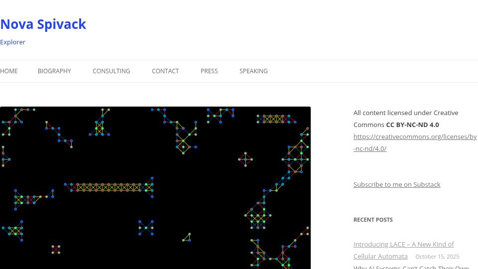 Screenshot of novaspivack.com: Lace: A New Kind of Cellular Automata Where Links Matter