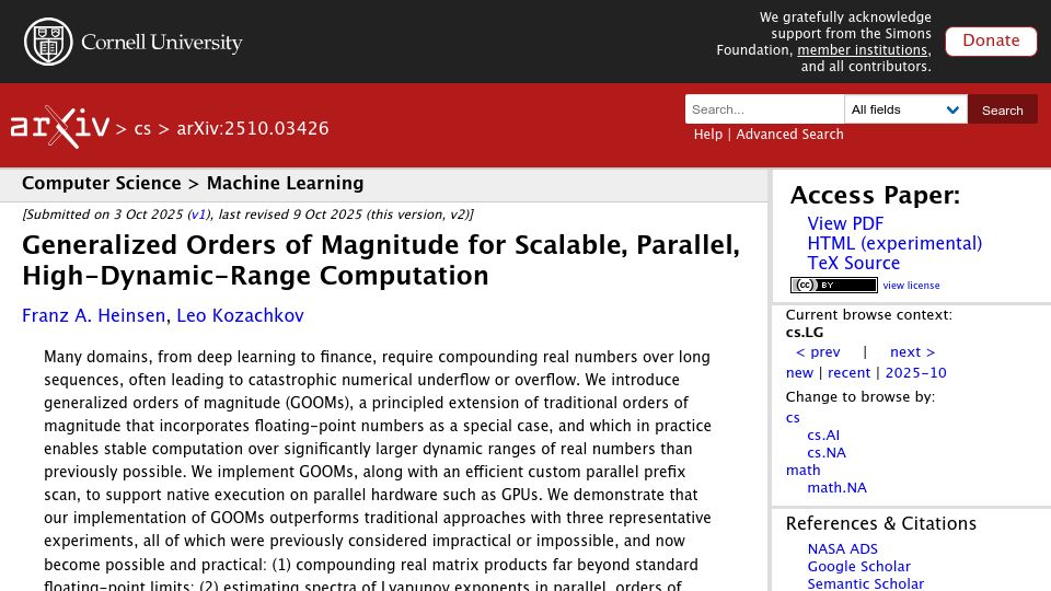 Screenshot of arxiv.org: Generalized Orders of Magnitude
