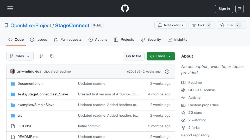 Screenshot of github.com: StageConnect: Behringer protocol is open source