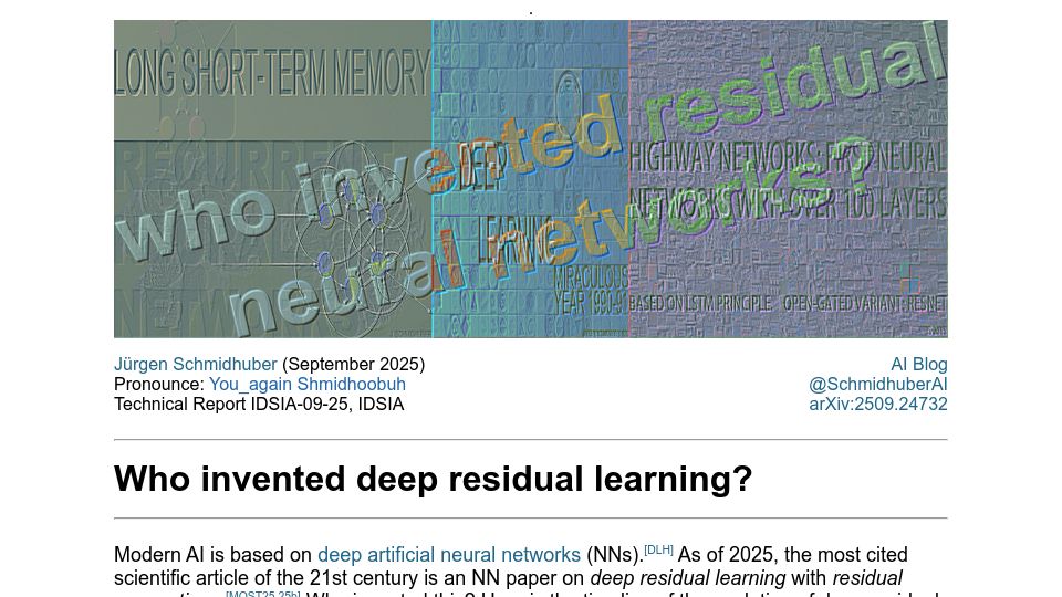 Screenshot of people.idsia.ch: Who invented deep residual learning?