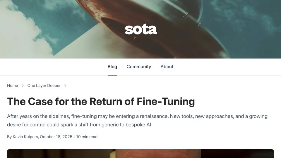 Screenshot of welovesota.com: The case for the return of fine-tuning